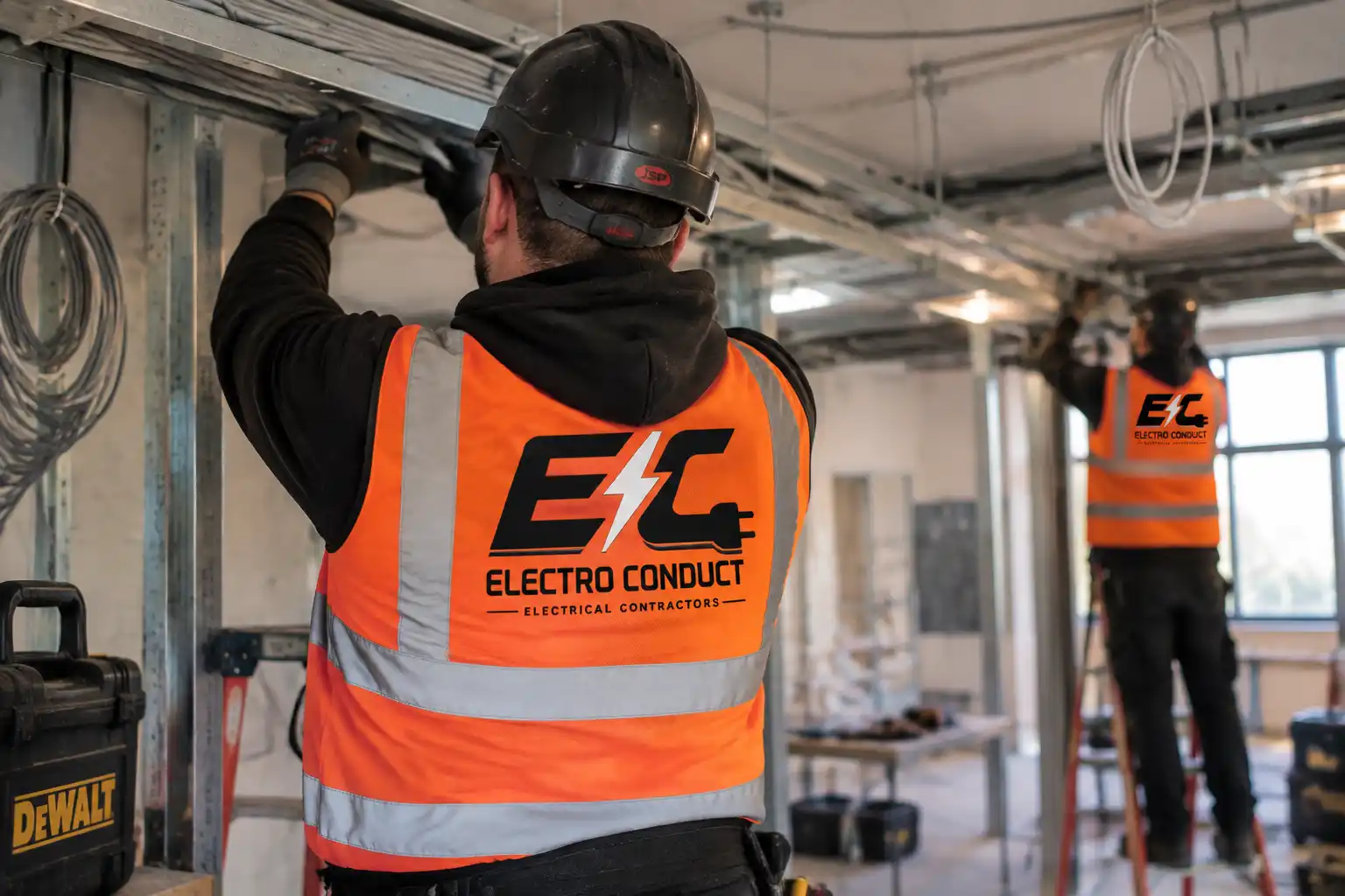 Electro Conduct electrician carrying out professional electrical work at a London property
